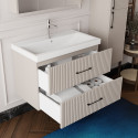 Ensemble salle de bain Liana 80 cm 3 pièces vasque céramique miroir armoire