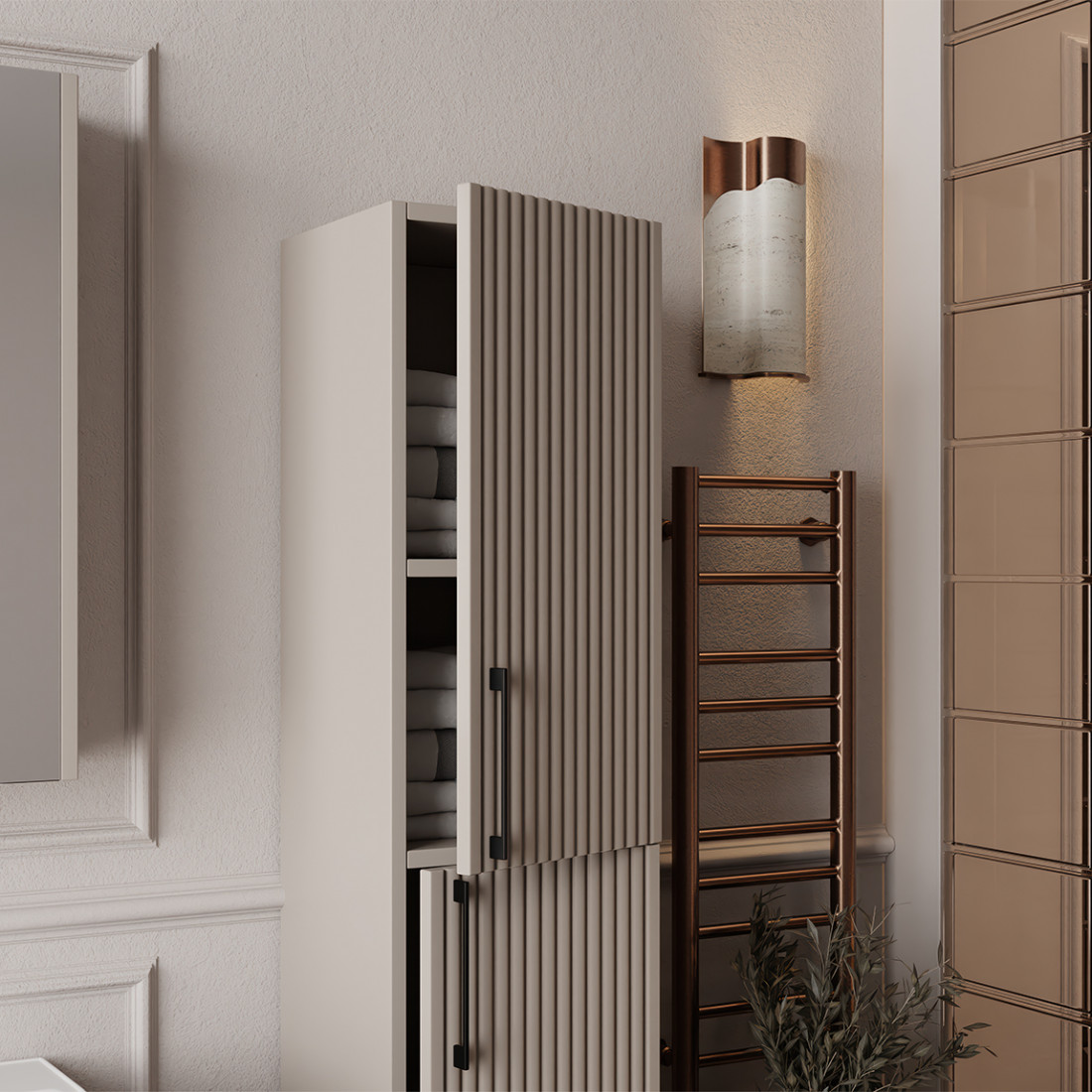 Ensemble salle de bain Liana 80 cm 3 pièces vasque céramique miroir armoire