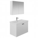 Meuble de salle de bain Mimoza 80 cm – Ensemble 3 pièces anthracite avec vasque céramique, armoire miroir