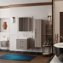 Meuble de salle de bain Liana 60 cm – Ensemble 3 pièces anthracite avec vasque céramique, armoire miroir