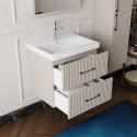Meuble de salle de bain Liana 60 cm – Ensemble 3 pièces anthracite avec vasque céramique, armoire miroir
