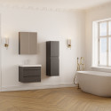 Meuble de salle de bain Lara 60 cm – Ensemble 3 pièces anthracite avec vasque céramique, armoire miroir