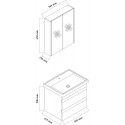 Meuble de salle de bain Lara 60 cm – Ensemble 3 pièces anthracite avec vasque céramique, armoire miroir