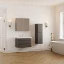 Meuble de salle de bain Lara 80 cm – Ensemble 3 pièces anthracite avec vasque céramique et armoire miroir