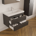 Meuble de salle de bain Lara 80 cm – Ensemble 3 pièces anthracite avec vasque céramique et armoire miroir