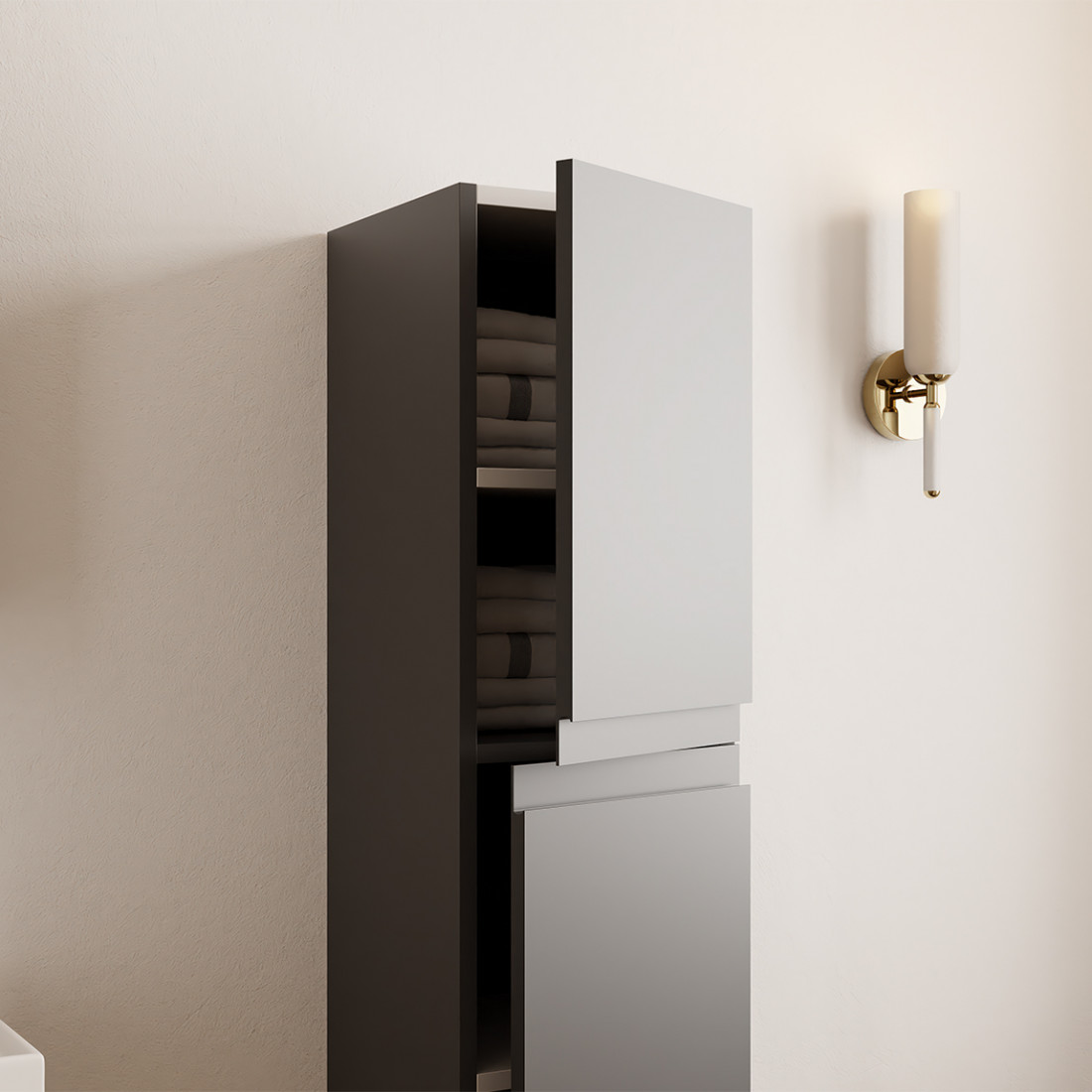 Meuble de salle de bain Lara 80 cm – Ensemble 3 pièces anthracite avec vasque céramique et armoire miroir