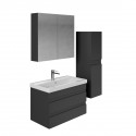 Meuble de salle de bain Lara 80 cm – Ensemble 3 pièces anthracite avec vasque céramique et armoire miroir