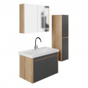 Meuble de salle de bain Dallas 80 cm 4 pièces anthracite vasque miroir colonne