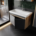 Meuble de salle de bain Dallas 80 cm 4 pièces anthracite vasque miroir colonne
