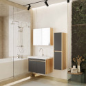 Meuble de salle de bain Dallas 80 cm 4 pièces anthracite vasque miroir colonne