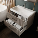 Ensemble salle de bain Liana 80 cm 3 pièces vasque céramique miroir armoire