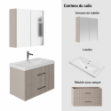 Ensemble salle de bain Liana 80 cm 3 pièces vasque céramique miroir armoire